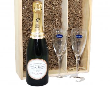 Laurent-Perrier La Cuvée & Flutes Wood Box